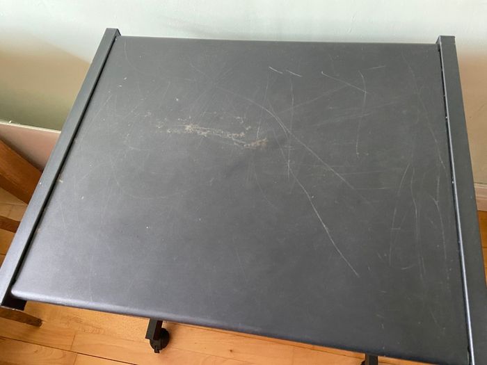 Neat black metal desk