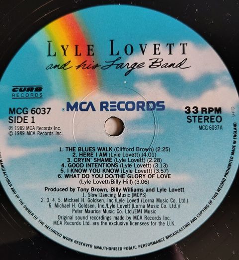Lyle Lovett - Lyle Lovett And His Large Band Vinyl LP (1989) Country Rock EX+