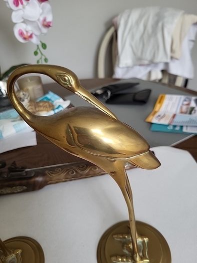 Antique stork ornaments brass