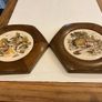 Vintage Plaques .Tikes in Oak Hexagon Shaped Frames Image 4