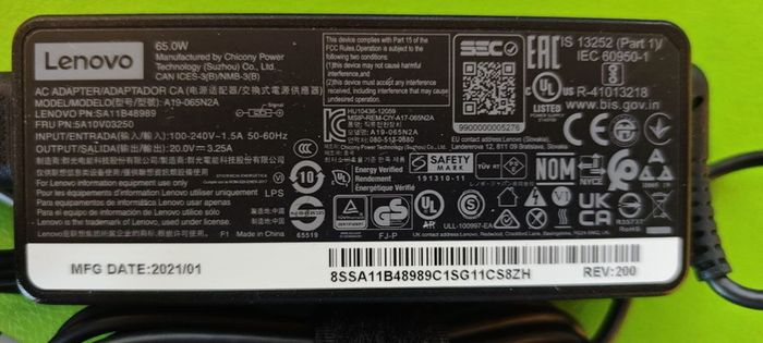 New Genuine Lenovo 65W 20V 3.25A A19-065N2A AC Adapter Charger Power Supply