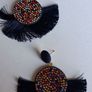 Navy Multi Coloured Crystal Fringe Disc Earrings Image 8