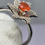 Sterling silver (Sz: S) Salamanca Fire Opal & White Zircon Ring in Rhodium Overlay Sterling Silver 1.84 ct Image 5