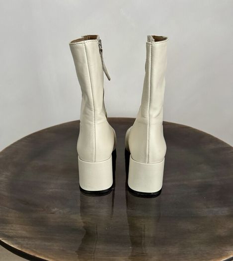Ankle Boots Cream Leather