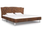 Bed Frame Brown Faux Suede Leather 150x200 cm