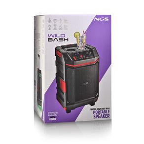 NGS Wild Bash, 300W Portable Wireless and Waterproof BT Speaker with Removable Battery