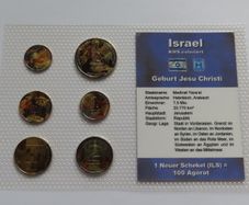 Birth of Jesus Christian Nativity Christmas on Israel coins set