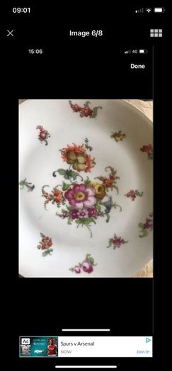 Antique Hand Painted Meissen Plate Set