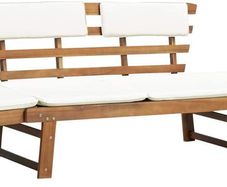 Garden Bench 2-in-1 with Padding 190 cm Solid Acacia Wood