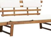 Garden Bench 2-in-1 with Padding 190 cm Solid Acacia Wood
