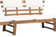 Garden Bench 2-in-1 with Padding 190 cm Solid Acacia Wood