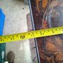 Antique Art Nouveau Table features intricate Pyrogravure Poker Work design around 1900 and arched supports Image 7