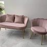 Grey & blush pink Velvet 2 Seater Sofas Image 4