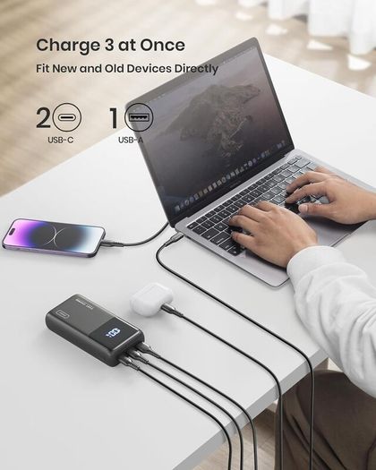 100W Power Bank Fast Charging 25000mAh USB C Input & Output for Laptops and Phones Battery Pack, 3-Port Powerbank for Laptop Tablet iPhone 15 14 13 12 Pro Max Samsung S22 etc
