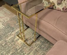Gold glass top side table