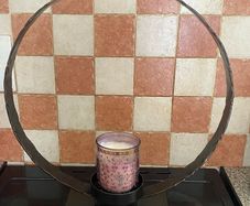 Dark Metal Large Circular Ring Pillar Candle Holder