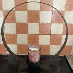 Dark Metal Large Circular Ring Pillar Candle Holder