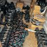 Hex rubber dumbbells and cast iron kettlebells Image 5