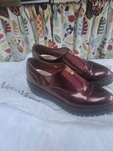 Marco Moreo platform patent leather maroon shoes