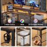 181CM L Shaped Corner Desk with Power Outlets LED Lights Gaming Desk Image 9