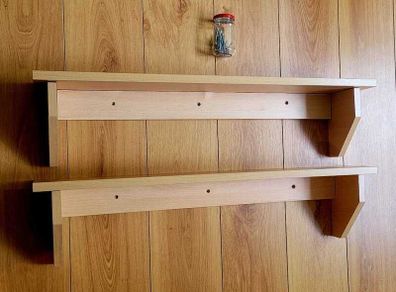 Wall Shelves Set of Two Light Wood-Effect