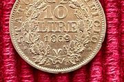 Vatican 1869 10 Lire Gold Coin Papal State Rare Low Mintage 5944 Mintage