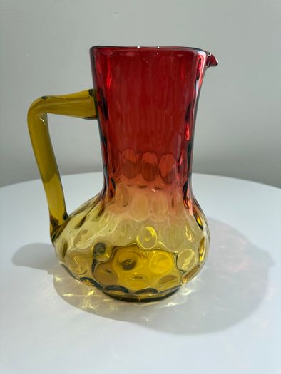 Victorian Amberina Art Glass Pitcher Jug.  Hand Blown c.1885 to 1900
