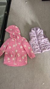 Size 3-4 rain coat and body warmer.