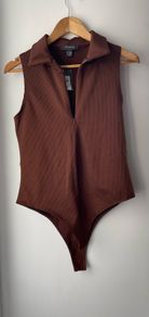 Primark bodysuit sleeveless brown ribbed size 16