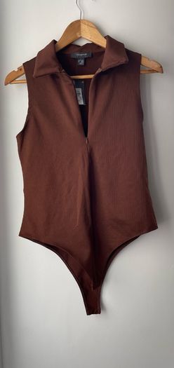 Primark bodysuit sleeveless brown ribbed size 16