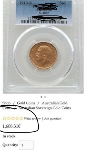 1911-S Australia George V gold sovereign coin graded MS63 by PCGS