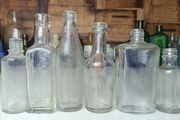 474 - Set of 6 Vintage Clear Glass Cork Screw Top Collectible Decorative Bottles