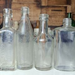 474 - Set of 6 Vintage Clear Glass Cork Screw Top Collectible Decorative Bottles