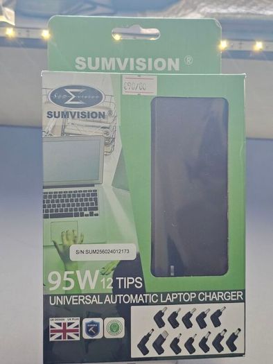 2026 Automatic Sumvision 95W Universal 95W Power Adapter With 12Tips DC (Updated S.tyle) / Charger for Laptops.