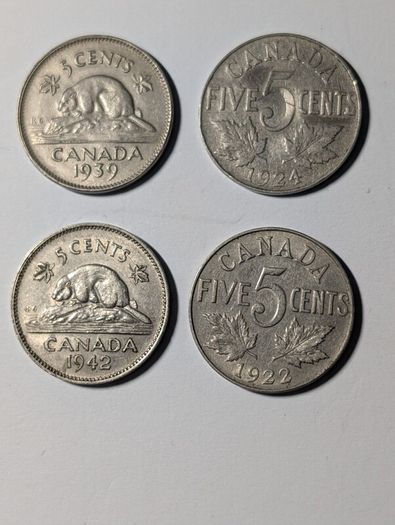 Canada 4 x 5 cent coins