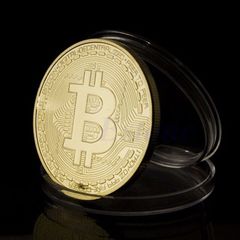 Bitcoin Souvenir Gold Plated Iron BTC Coin Virtual Money Art Collectible