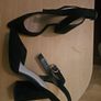 Black pointed block heel sling back shoes Image 2
