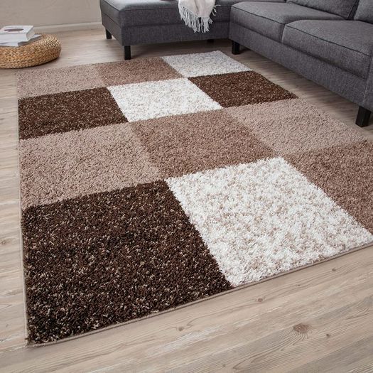 Area Rug Modern Luxury Shaggy Rug, Multicolour Pattern Carpet, Ultra Soft for Bedroom, Living Room, Kids Room, (160x230 cm, Brown)