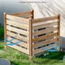 3 Panel Slatted Air Conditioner Fence Screen, Pool Equipment Enclosure with Metal Stakes 36" W x 36" Image 3