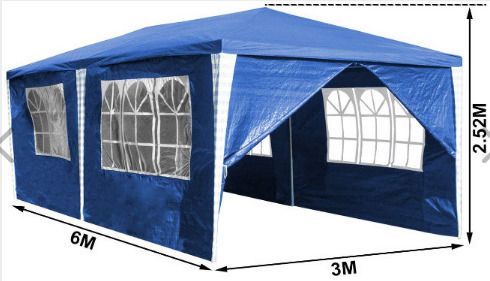 High Quality 3 x 6 m Gazebo Party Tent UV Marquee Protection Tent with 6 Side Panels and Waterproof Tent