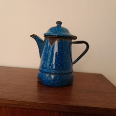 Vintage Blue Enamel Graniteware Coffee Pot