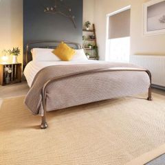 Natural Sustainable Beige Cotton Border Herringbone Jute Area Rug Soft Durable Flatweave Mat Sisal Living Room Entrance Kitchen Hallway Carpet Rugs 160cm x 230cm