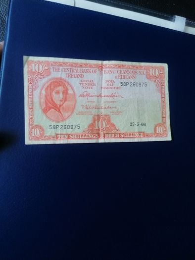 1966 Ireland Ten Shillings Banknote