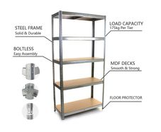 150 x 70 x 30cm Boltless Shelving Unit Rack Storage 175kg