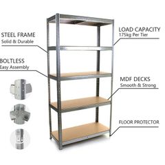 150 x 70 x 30cm Boltless Shelving Unit Rack Storage 175kg