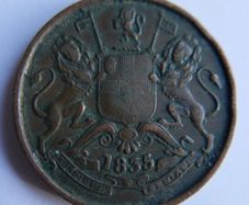 India-british, 1/2 Anna, 1835, Copper Coin