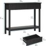 Narrow Fluted Console Table with 2 Drawers and Open Shelf Modern Painted Wood Sofa Table for Hallway, Living Room or Behind Couch (Black) Image 3
