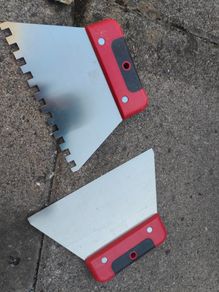 Set of 2 Stainless Steel Plastering & Tiling Spatulas (Notched Trowel + Smooth Taping Knife)
