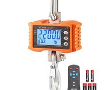 Digital Crane Scale, 2200 lbs/1000 kg, Industrial Heavy Duty Hanging Scale with Remote Control, Cast Aluminum Case & LCD Screen, High Precision for Construction, Factory, Farm, Hunting (Orange