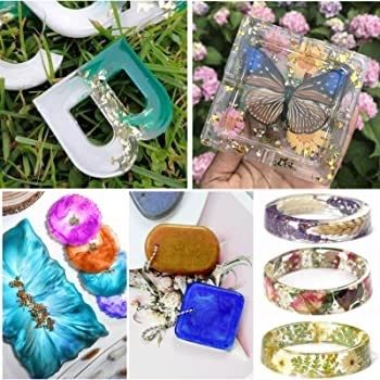 Epoxy Resin Kit 500ml, 2 Part Casting Resin Starter Kit, Resin Kits for Beginners, Epoxy Resin and Hardener with Key Chains Moulds for Sculpting Moulding & Casting, Art & Craft, Jewelry Making Kit (FREE SHIPPING)